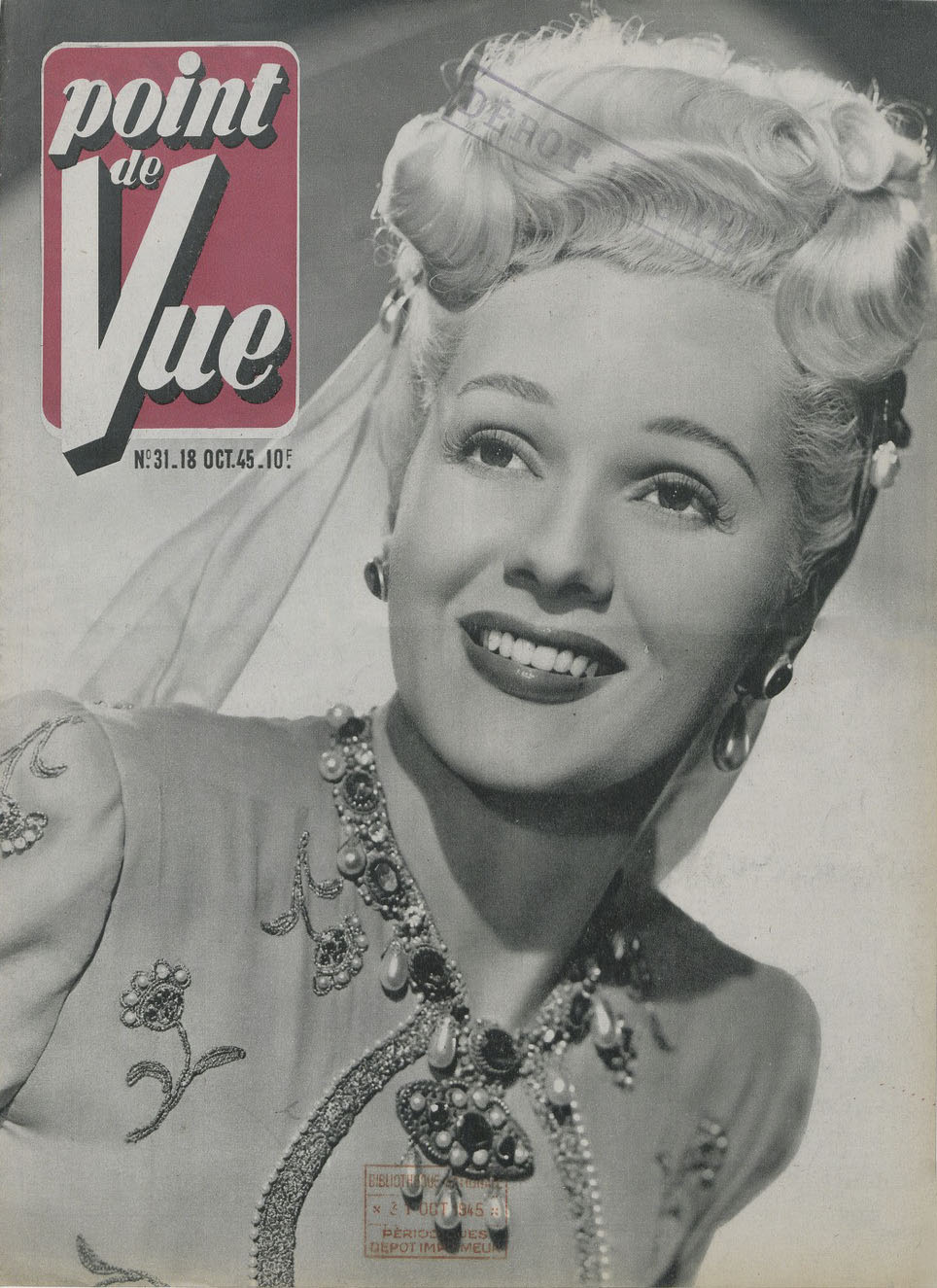 POINT DE VUE magazine cover Issue 31 18 October 1945