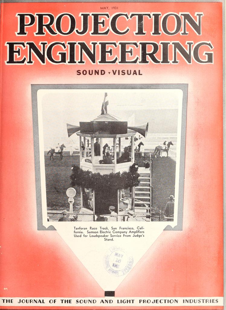 PROJECTION ENGINEERING magazine cover May 1931
