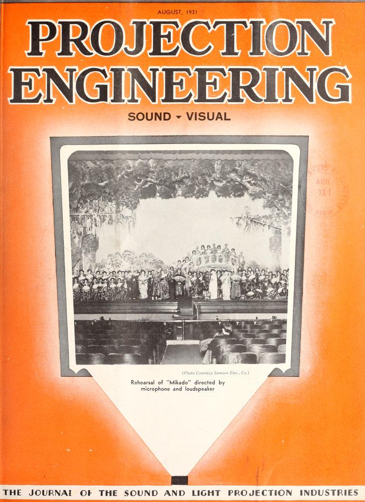 PROJECTION ENGINEERING magazine cover August 1931