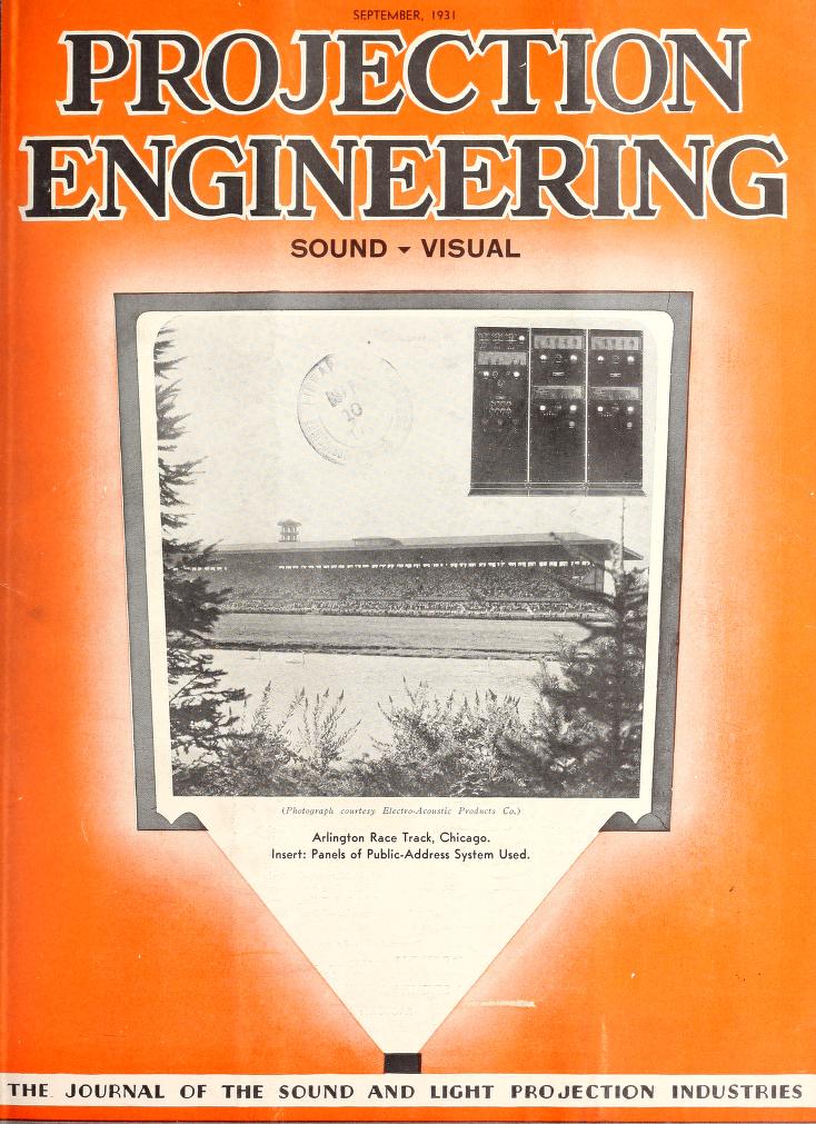 PROJECTION ENGINEERING magazine cover September 1931