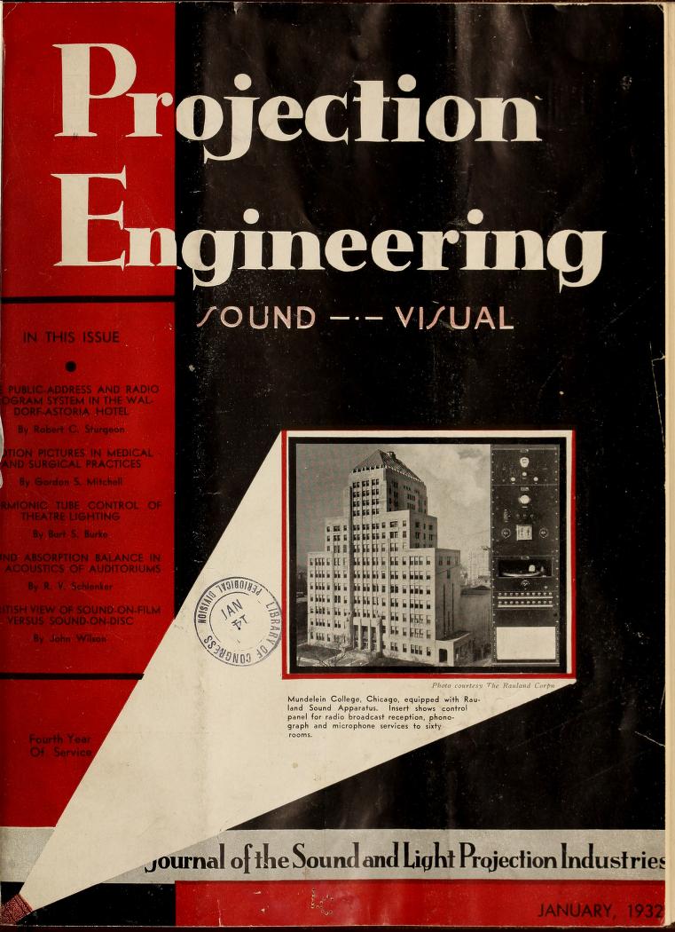 PROJECTION ENGINEERING magazine cover January 1932