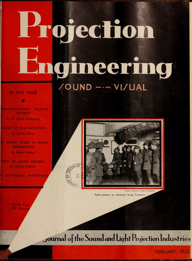 PROJECTION ENGINEERING magazine cover February 1932