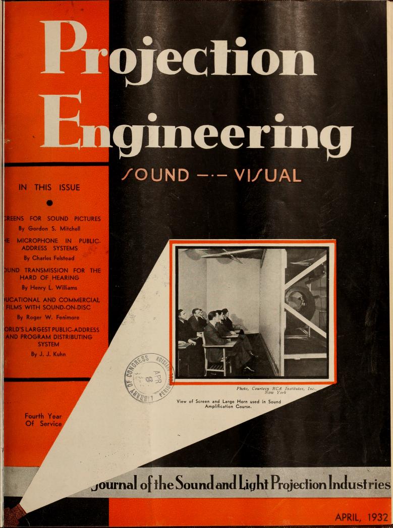 PROJECTION ENGINEERING magazine cover April 1932