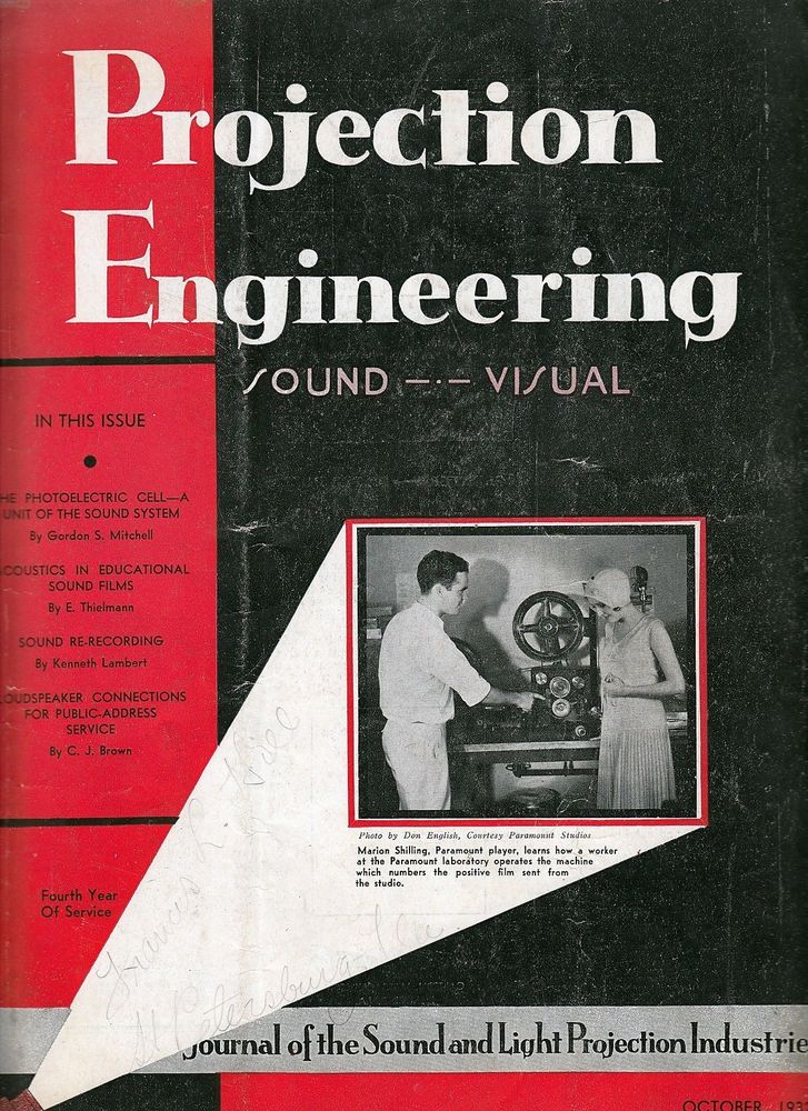 PROJECTION ENGINEERING magazine cover October 1932