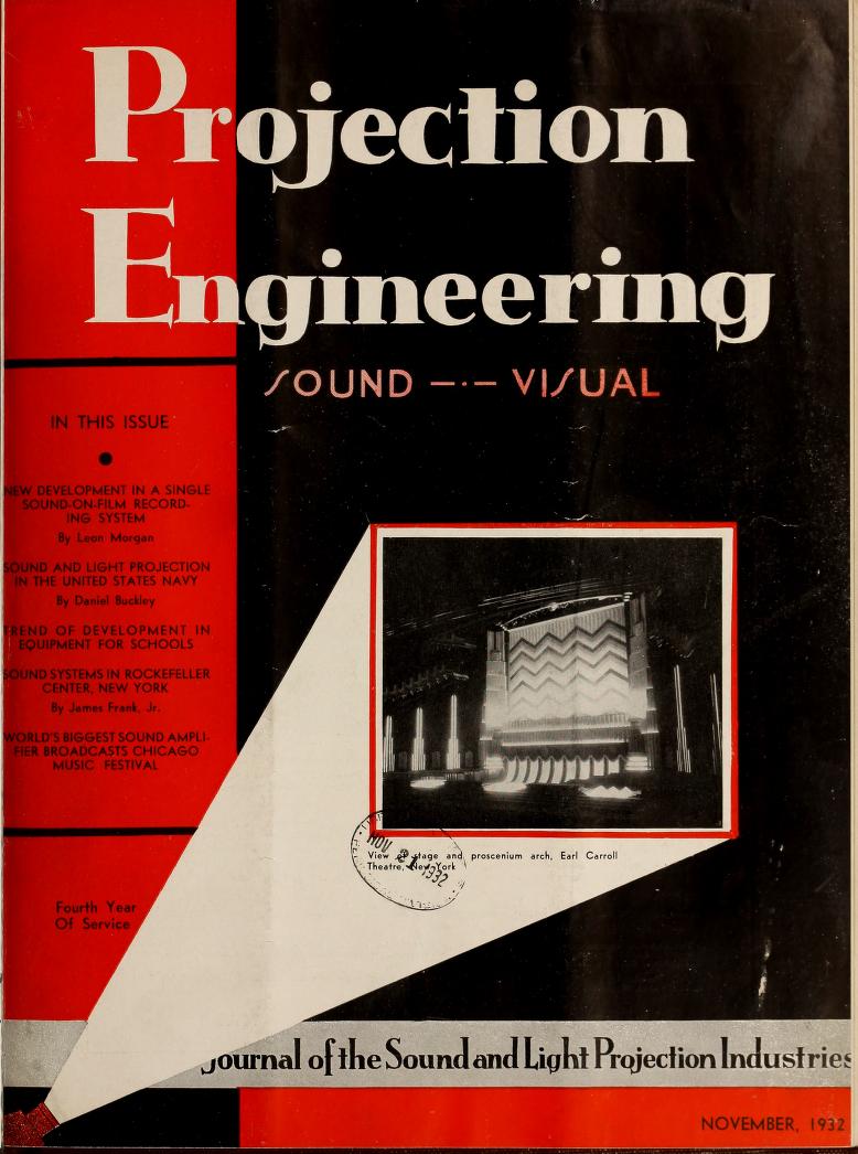 PROJECTION ENGINEERING magazine cover November 1932