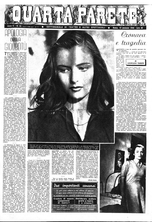 QUARTA PARETE magazine side cover Issue 12 10 January 1946