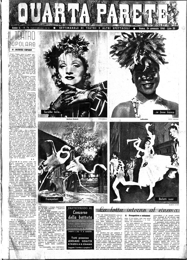 QUARTA PARETE magazine side cover Issue 14 24 January 1946