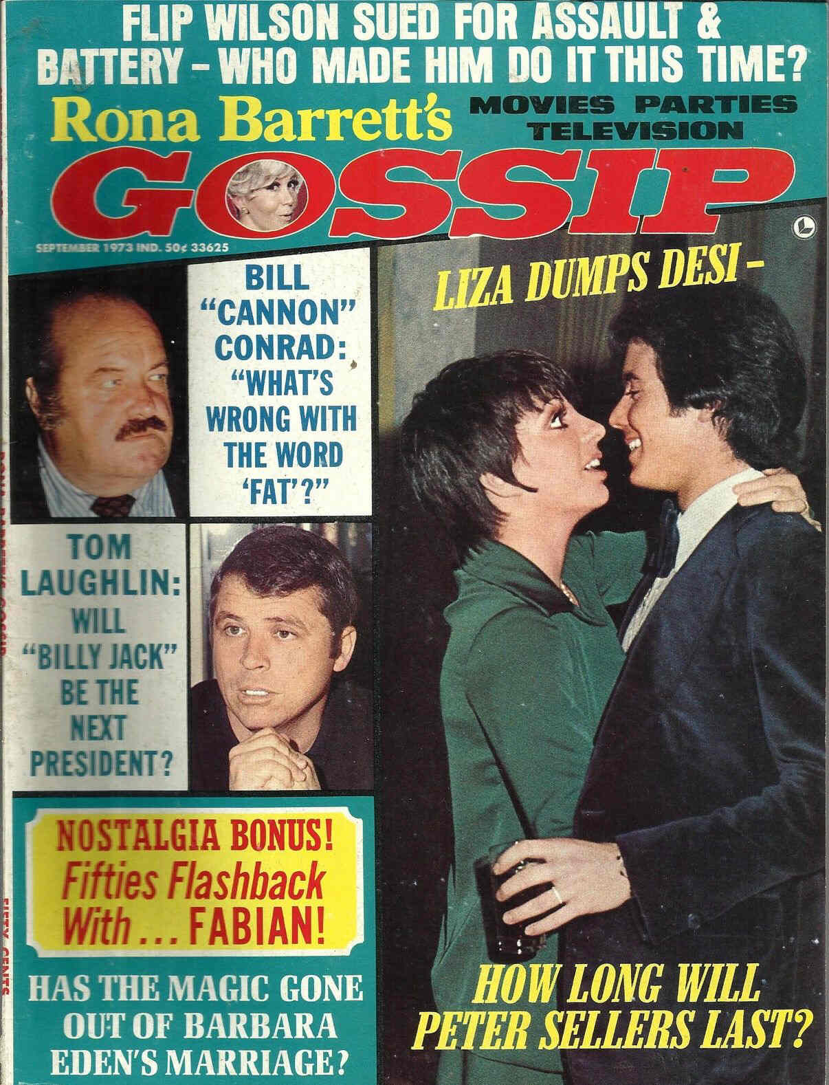 RONA BARRETTS GOSSIP magazine side cover September 1973