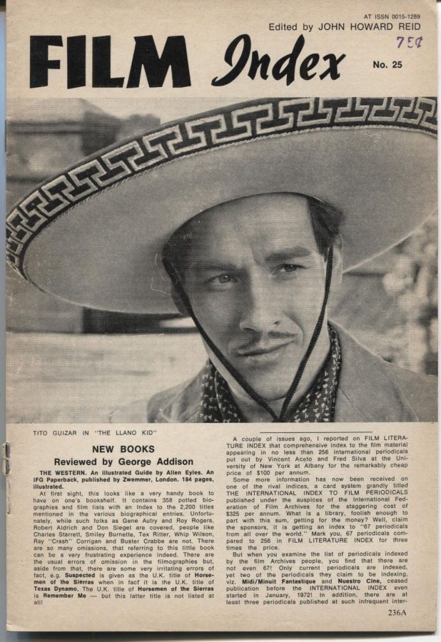 FILM INDEX magazine side cover Issue 25  1974