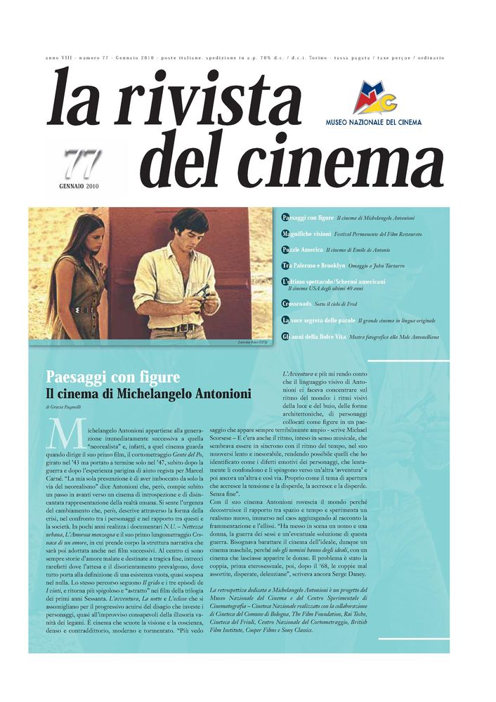 RIVISTA DEL CINEMA magazine side cover Issue 77 January 2010
