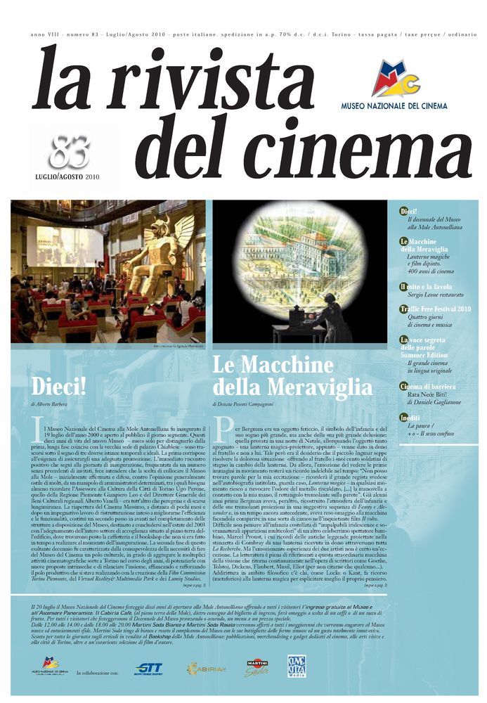 RIVISTA DEL CINEMA magazine side cover Issue 83 July 2010