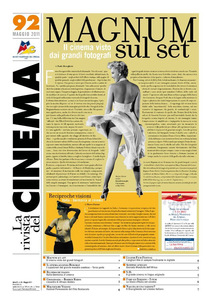 RIVISTA DEL CINEMA magazine side cover Issue 92 May 2011