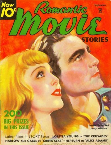 ROMANTIC MOVIE STORIES magazine side cover September 1935