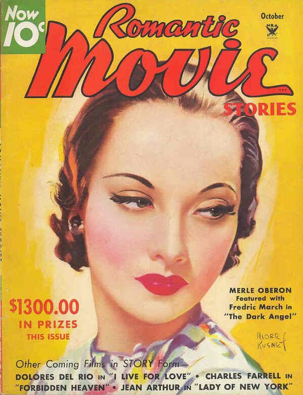 ROMANTIC MOVIE STORIES magazine side cover October 1935