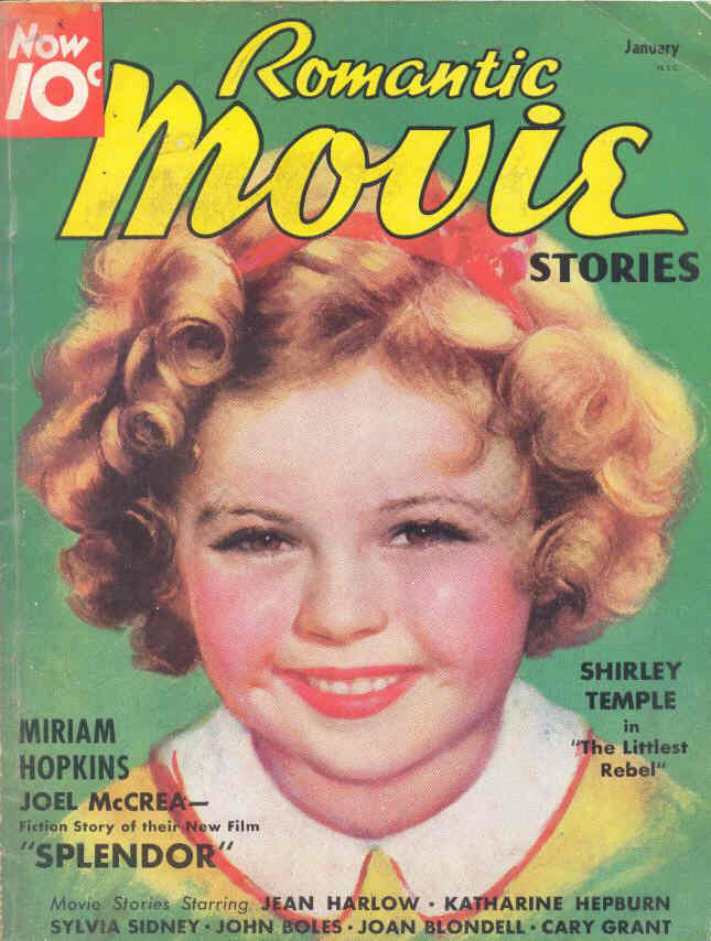 ROMANTIC MOVIE STORIES magazine side cover January 1936