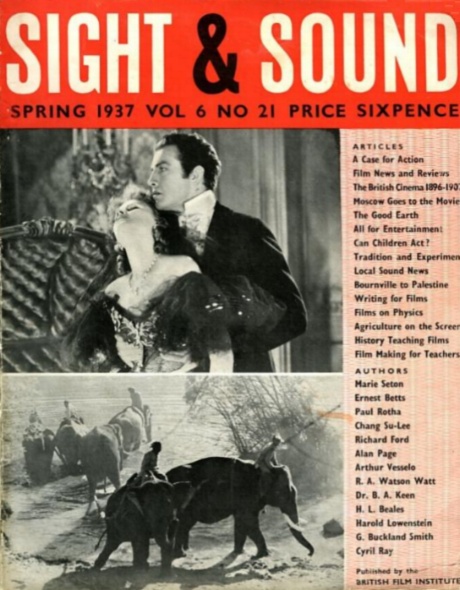 SIGHT AND SOUND (30s-90s) magazine cover Issue 21 March/April/May 1937