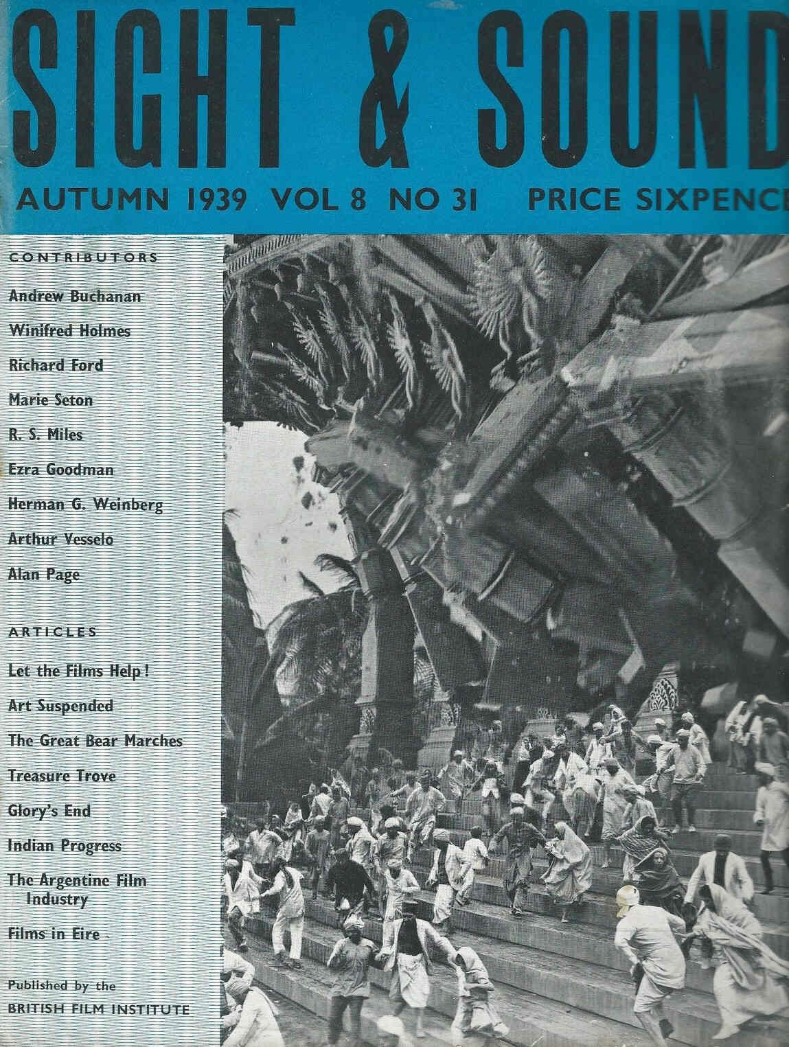 SIGHT AND SOUND (30s-90s) magazine cover Issue 31 September/October/November 1939