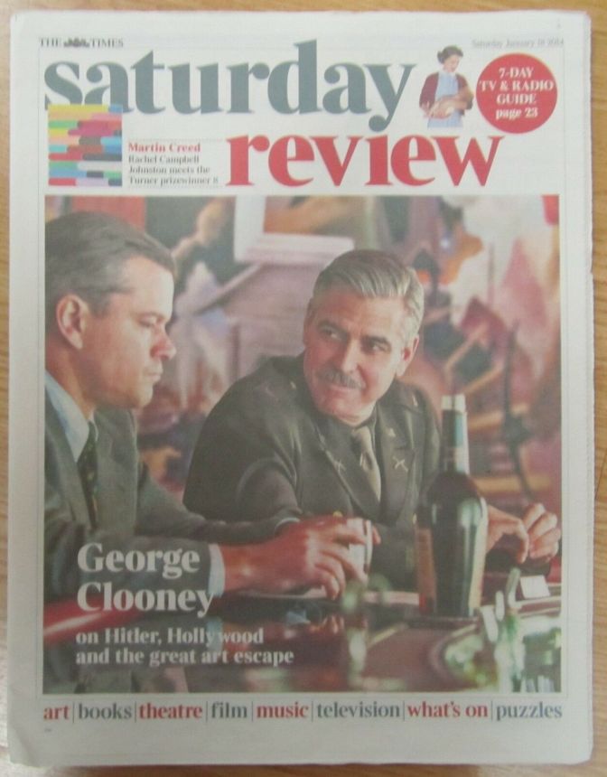 TIMES SATURDAY REVIEW magazine side cover 18 January 2014