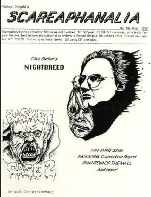 SCAREAPHANALIA magazine side cover Issue 86 February 1990