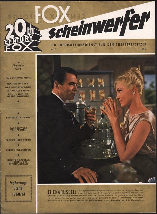 20TH CENTURY FOX SCHEINWERFER magazine cover Issue 7  1960