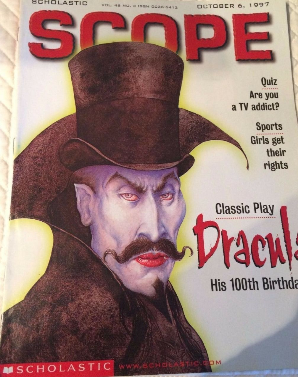 SCHOLASTIC SCOPE magazine side cover 6 October 1997