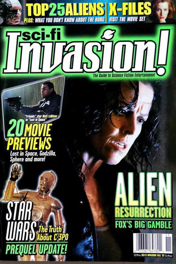 SCI-FI INVASION magazine side cover Issue 1 Fall 1997