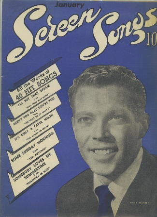 SCREEN SONGS magazine side cover Issue 1  Vol 1 # 1 January 1946