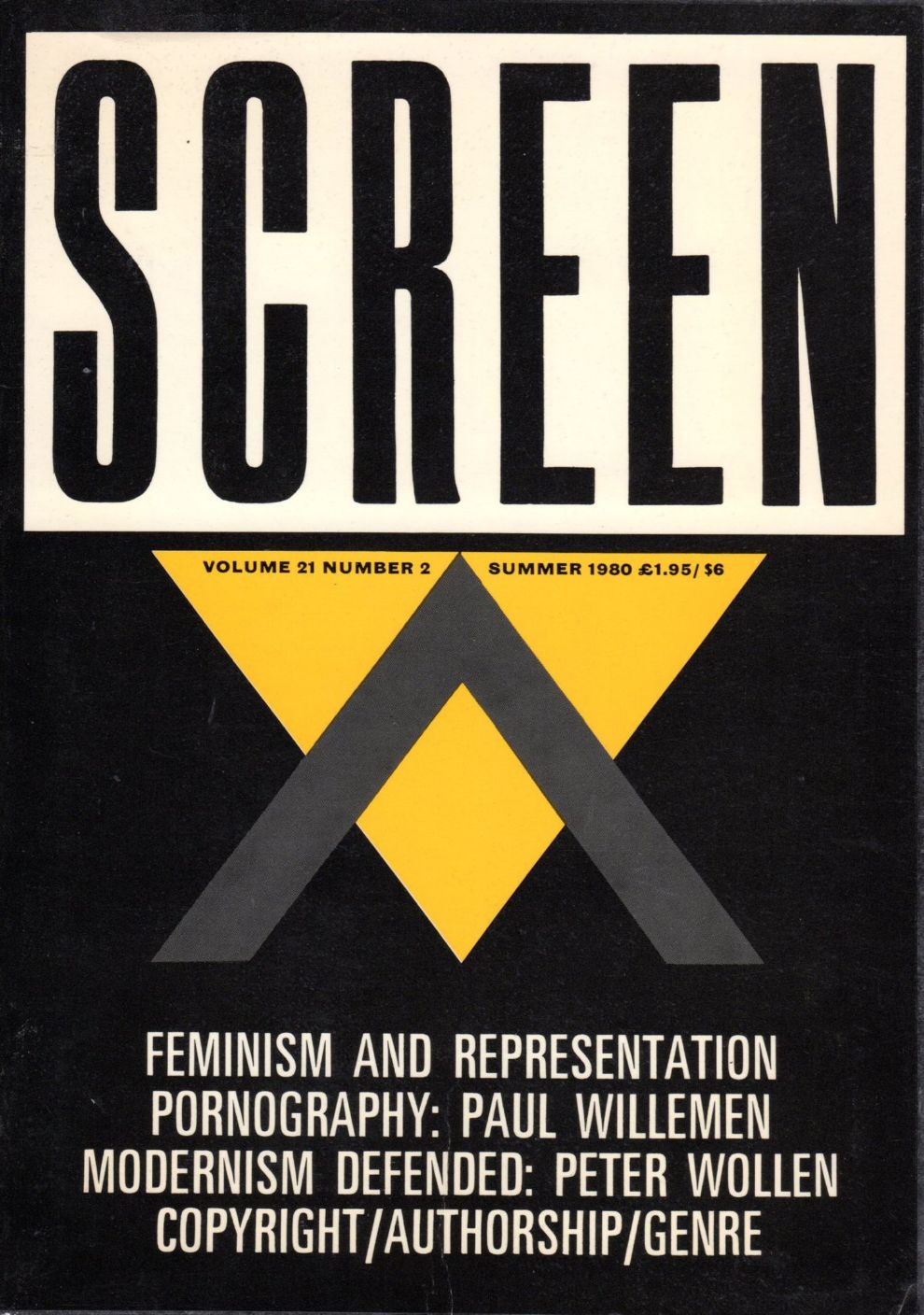 SCREEN (UK) magazine side cover  Vol 21 # 2 Summer 1980