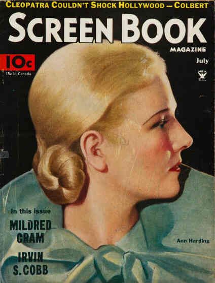 SCREEN BOOK magazine side cover July 1934