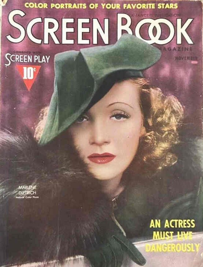 SCREEN BOOK magazine cover November 1937