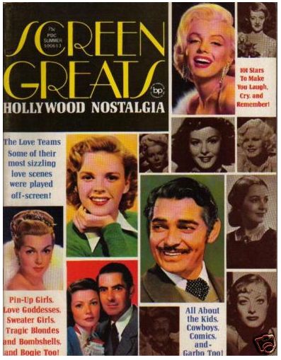 SCREEN GREATS Series magazine side cover Issue 1 Vol 1 Summer 1971