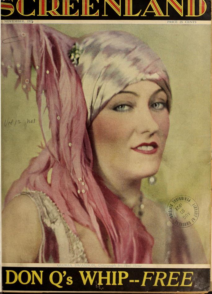 SCREENLAND magazine side cover November 1925