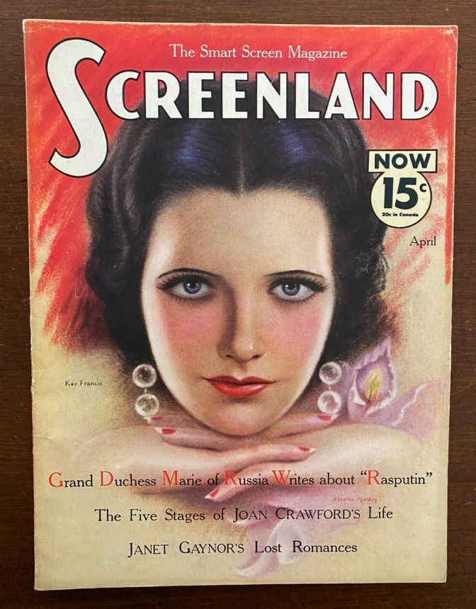 SCREENLAND magazine side cover April 1933