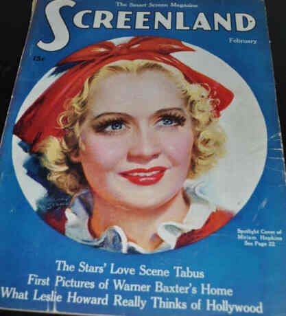 SCREENLAND magazine side cover February 1936