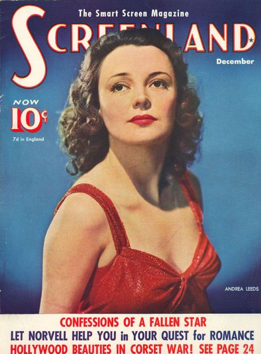 SCREENLAND magazine side cover December 1939