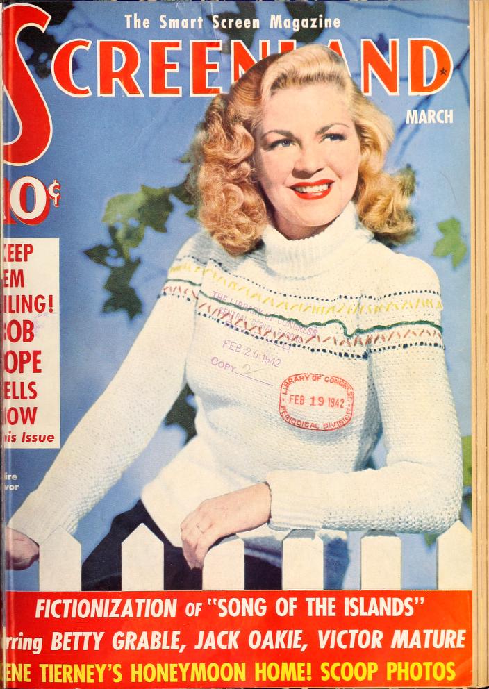SCREENLAND magazine side cover March 1942