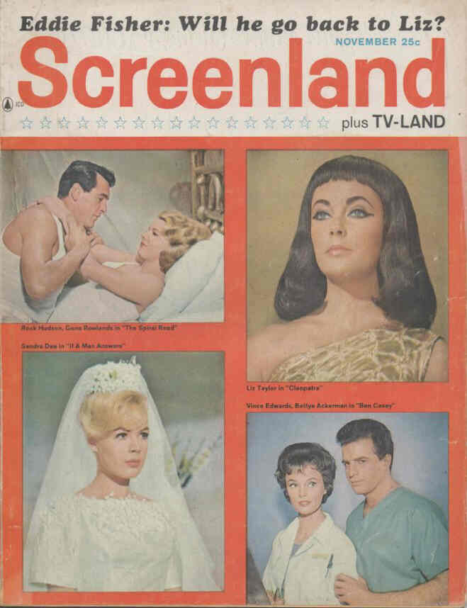 SCREENLAND magazine side cover November 1962