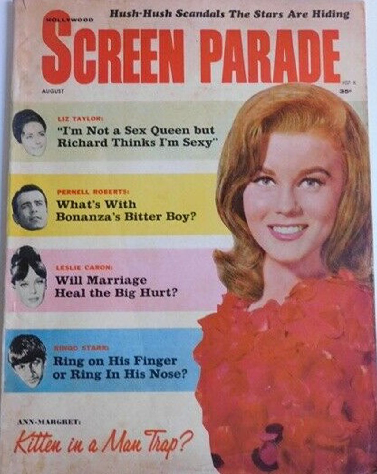 HOLLYWOOD SCREEN PARADE magazine side cover  August 1965