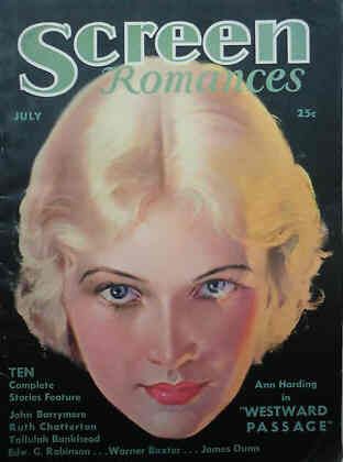 SCREEN ROMANCES magazine side cover Issue 38 July 1932