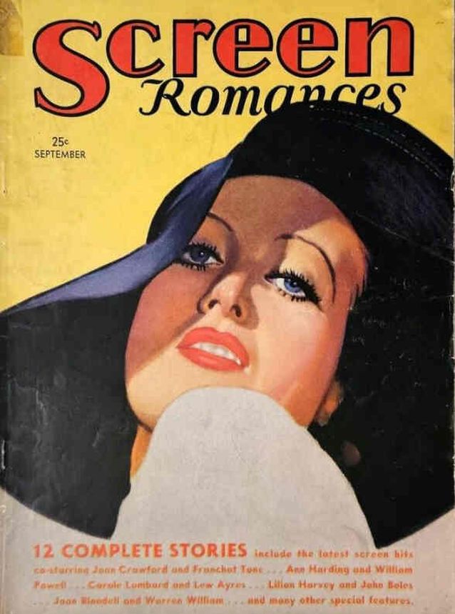 SCREEN ROMANCES magazine cover Issue 52 September 1933