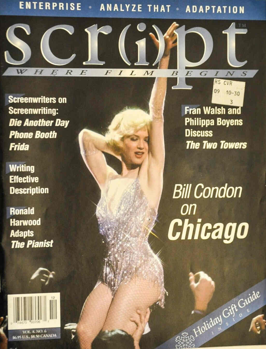 SCRIPT magazine cover Issue 36 November/December 2002