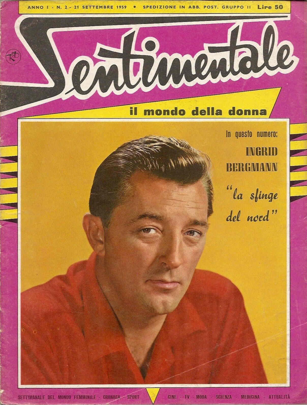 SENTIMENTALE magazine side cover Issue 2 21 September 1959