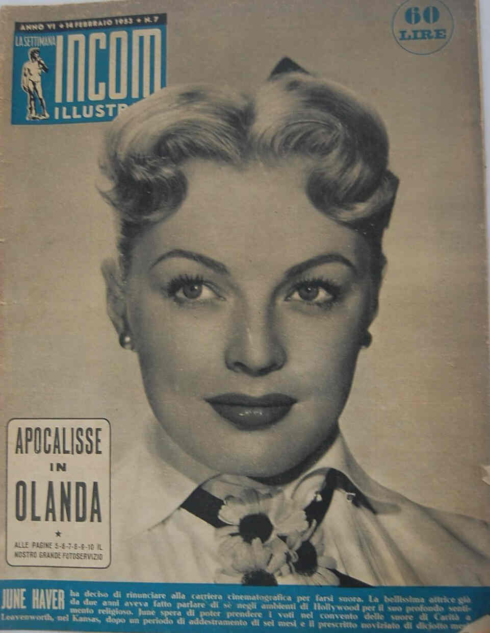 SETTIMANA INCOM magazine cover Issue 7 14 February 1953