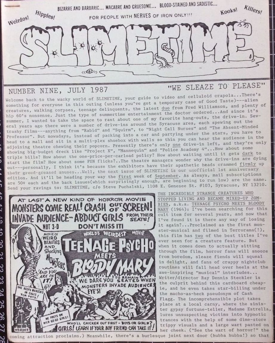 SLIMETIME magazine cover Issue 9 July 1987