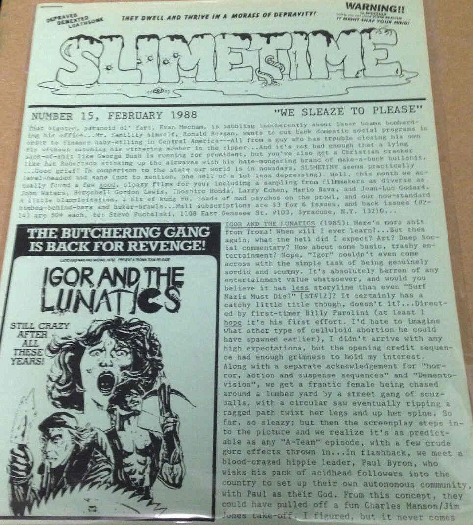SLIMETIME magazine cover Issue 15 February 1988