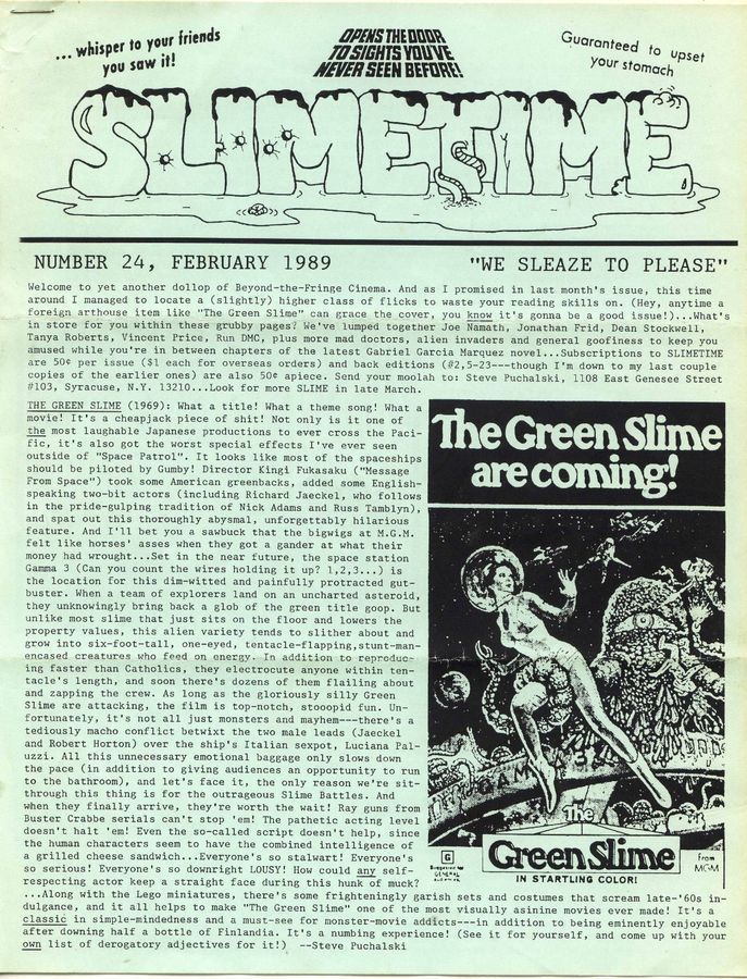 SLIMETIME magazine cover Issue 24 February 1989