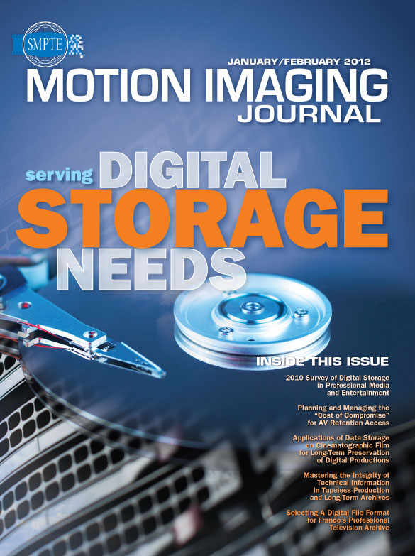 SMPTE MOTION IMAGING JOURNAL magazine side cover January/February 2012