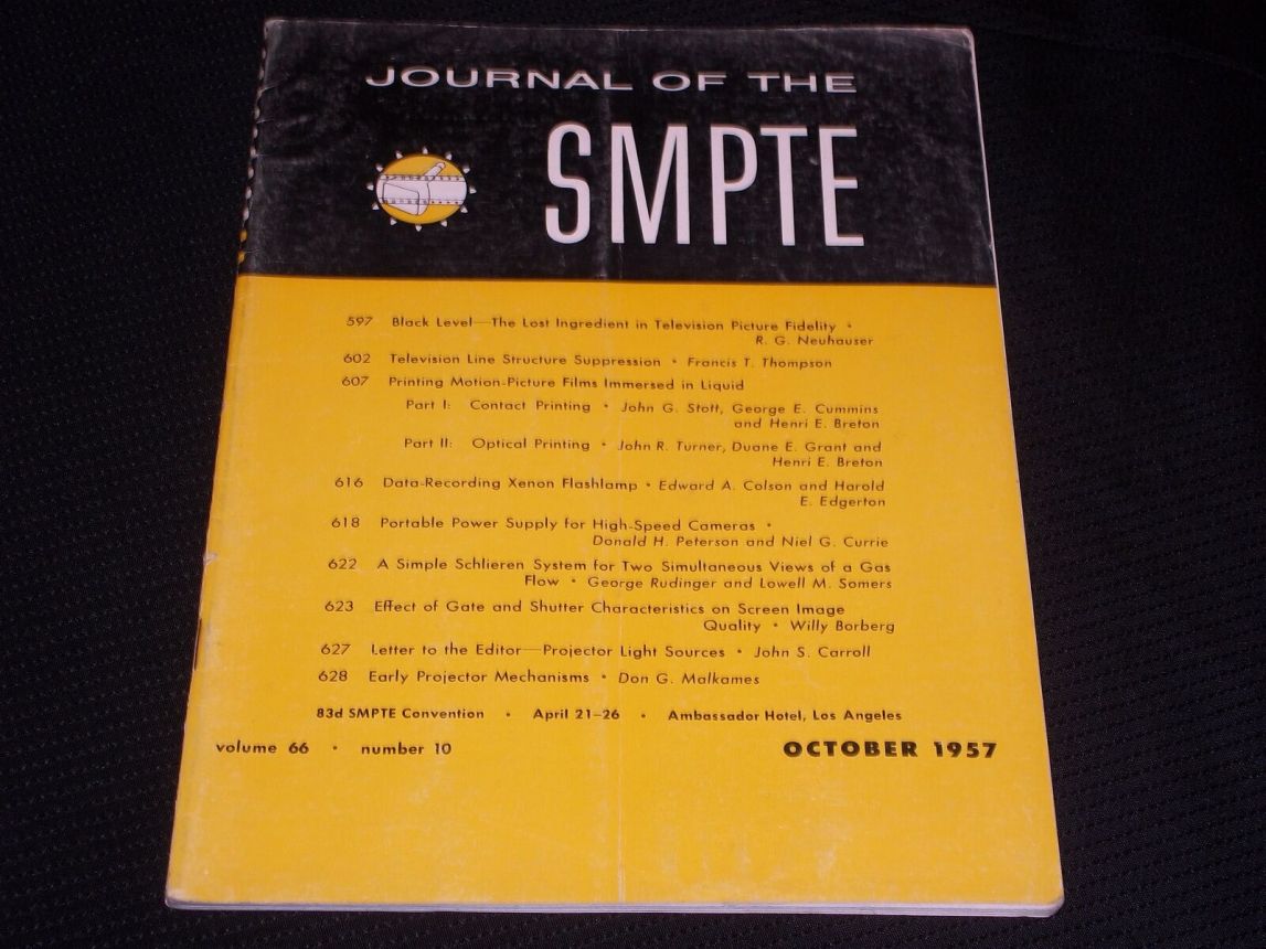 SMPTE MOTION IMAGING JOURNAL magazine cover  October 1957