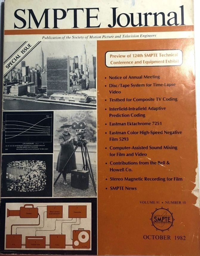 SMPTE MOTION IMAGING JOURNAL magazine side cover  October 1982