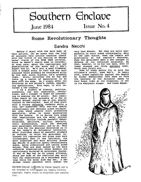 SOUTHERN ENCLAVE magazine side cover Issue 4 June 1984